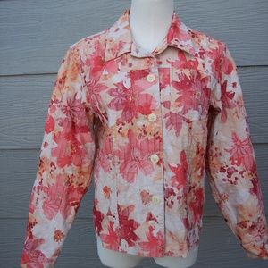 Coldwater Creek Button Jacket Petite Sz PS Orange